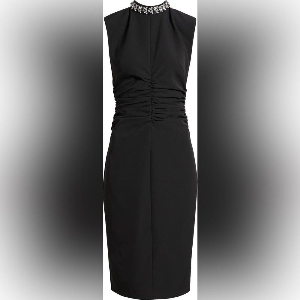 Eliza J - Embellished Mock Neck Sheath Dress - Size 10 - Picture 4 of 9
